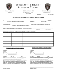 Document preview: Handgun Co-registration Consent Form - Allegany County, New York