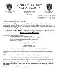 Form PPB-5 Pistol/Revolver License Amendment - Allegany County, New York
