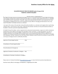 Document preview: Volunteer Release Form for Minors (Under the Age of 18) - Dutchess County, New York