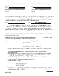 Formulario PL-FL006 Solicitud De Derecho Familiar Para Programar Una Conferencia De Junta De Asignacion (Memorandum De Asunto En Cuestion) - County of Placer, California (Spanish), Page 2