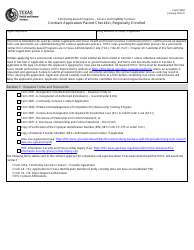 Document preview: Form 5831 Contract Application Packet Checklist, Regionally Enrolled - Texas