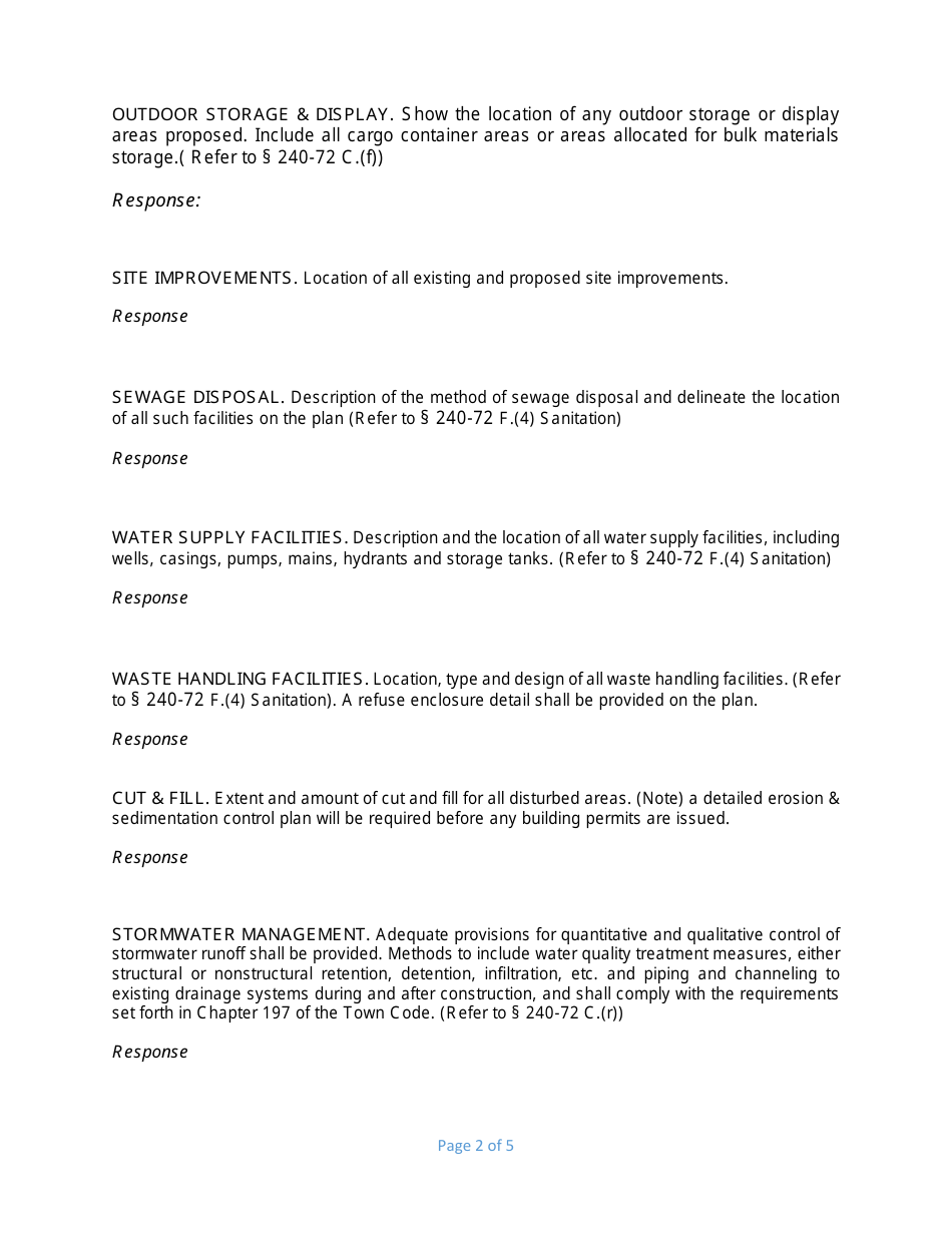 Site Plan General Business (Gb) Supplemental Information Form - Town of LaGrange, New York, Page 2