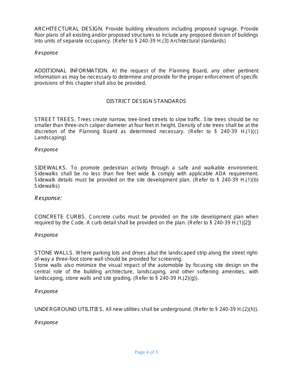 Site Plan General Business (Gb) Supplemental Information Form - Town of LaGrange, New York, Page 4