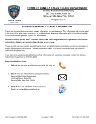 Business Emergency Contact Information - Town of Seneca Falls, New York, Page 2