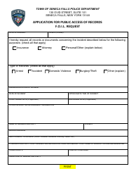 Application for Public Access of Records F.o.i.l. Request - Town of Seneca Falls, New York