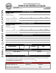 Document preview: Small Claims Application - Town of Seneca Falls, New York