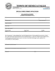 Document preview: Special Events Permit Application - Landlord Authorization Form - Town of Seneca Falls, New York