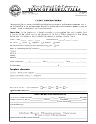 Document preview: Code Complaint Form - Town of Seneca Falls, New York