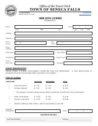 Document preview: New Dog License - Town of Seneca Falls, New York
