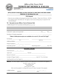 Document preview: Application to Records Access Officer to View Public Records Under Freedom of Information Law - Town of Seneca Falls, New York