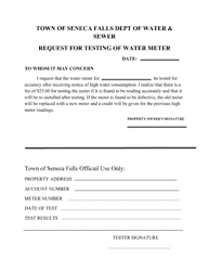 Document preview: Request for Testing of Water Meter - Town of Seneca Falls, New York