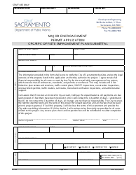 Form DE-304 Major Encroachment Permit Application - CPC/Rpc Offsite Improvement Plan Submittal - City of Sacramento, California