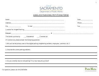 Document preview: Angled Parking Petition Form - City of Sacramento, California