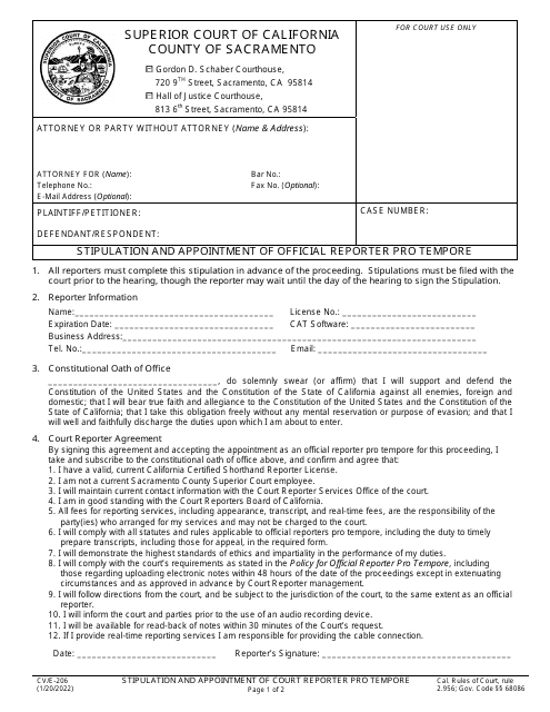 Form CV/E-206  Printable Pdf
