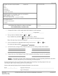 Document preview: Form FL-E/LP-601 Petition for Private Child Custody Recommending Counseling - County of Sacramento, California
