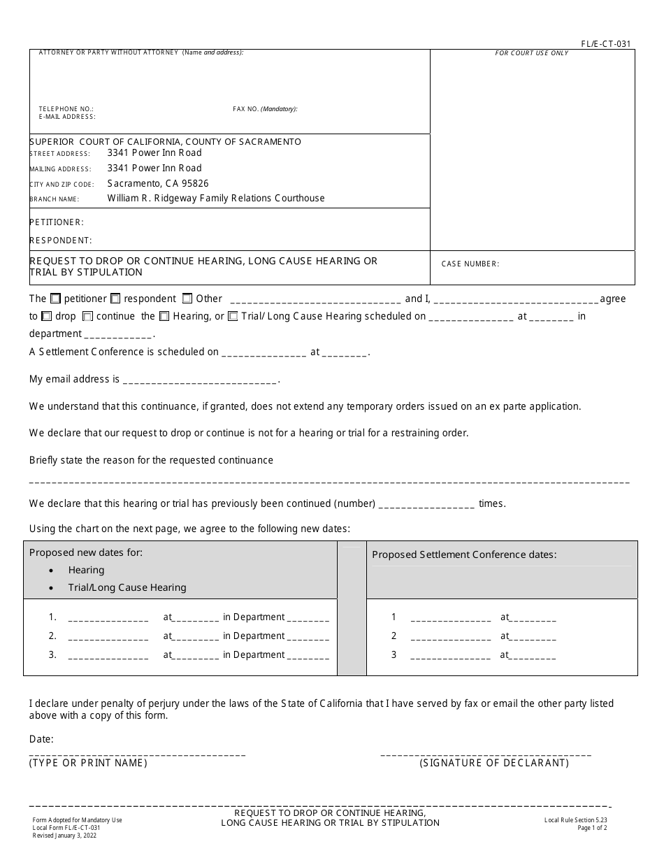 Form FL/E-CT-031 - Fill Out, Sign Online and Download Fillable PDF ...