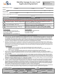 Document preview: Monthly Garage Access Card Application/Agreement - City of Sacramento, California