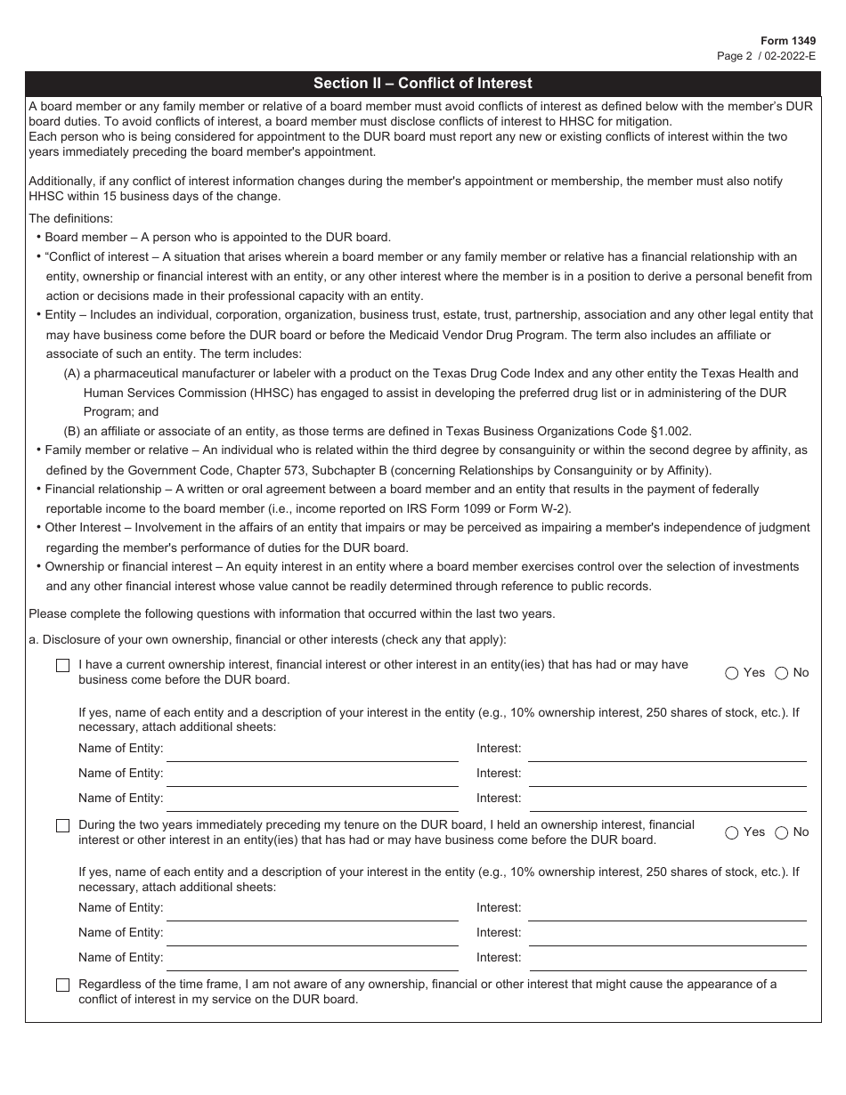 Form 1349 Drug Utilization Review Board Annual Disclosure - Texas, Page 2