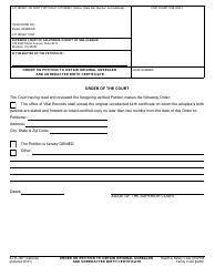 Document preview: Form SJ-FL-007 Order on Petition to Obtain Original Unsealed and Unredacted Birth Certificate - County of San Joaquin, California