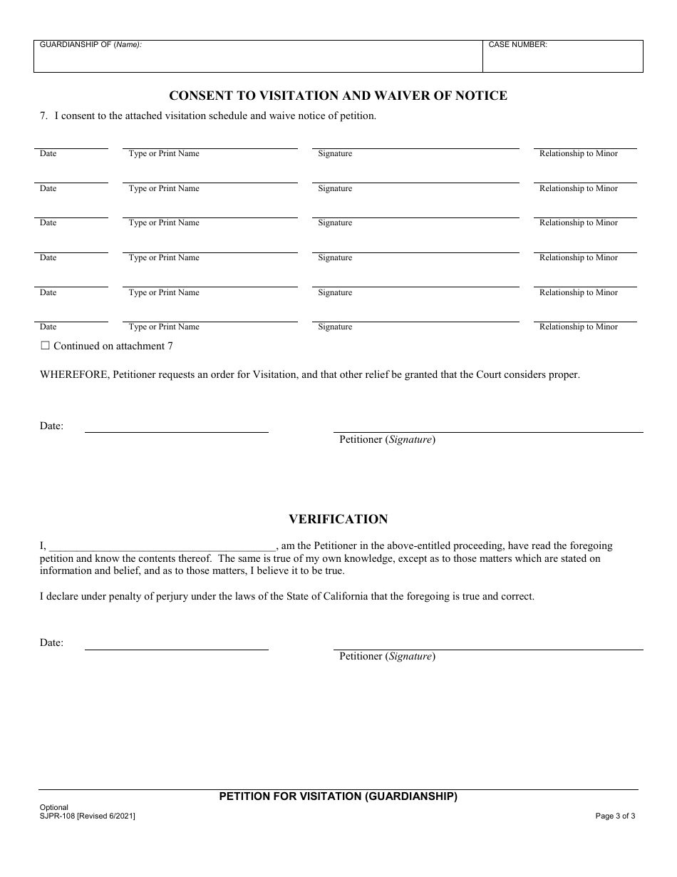 Form SJPR-108 Petition for Visitation (Guardianship) - County of San Joaquin, California, Page 3