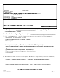 Form SJPR-205 Petition Tendering Resignation of Guardian - County of San Joaquin, California