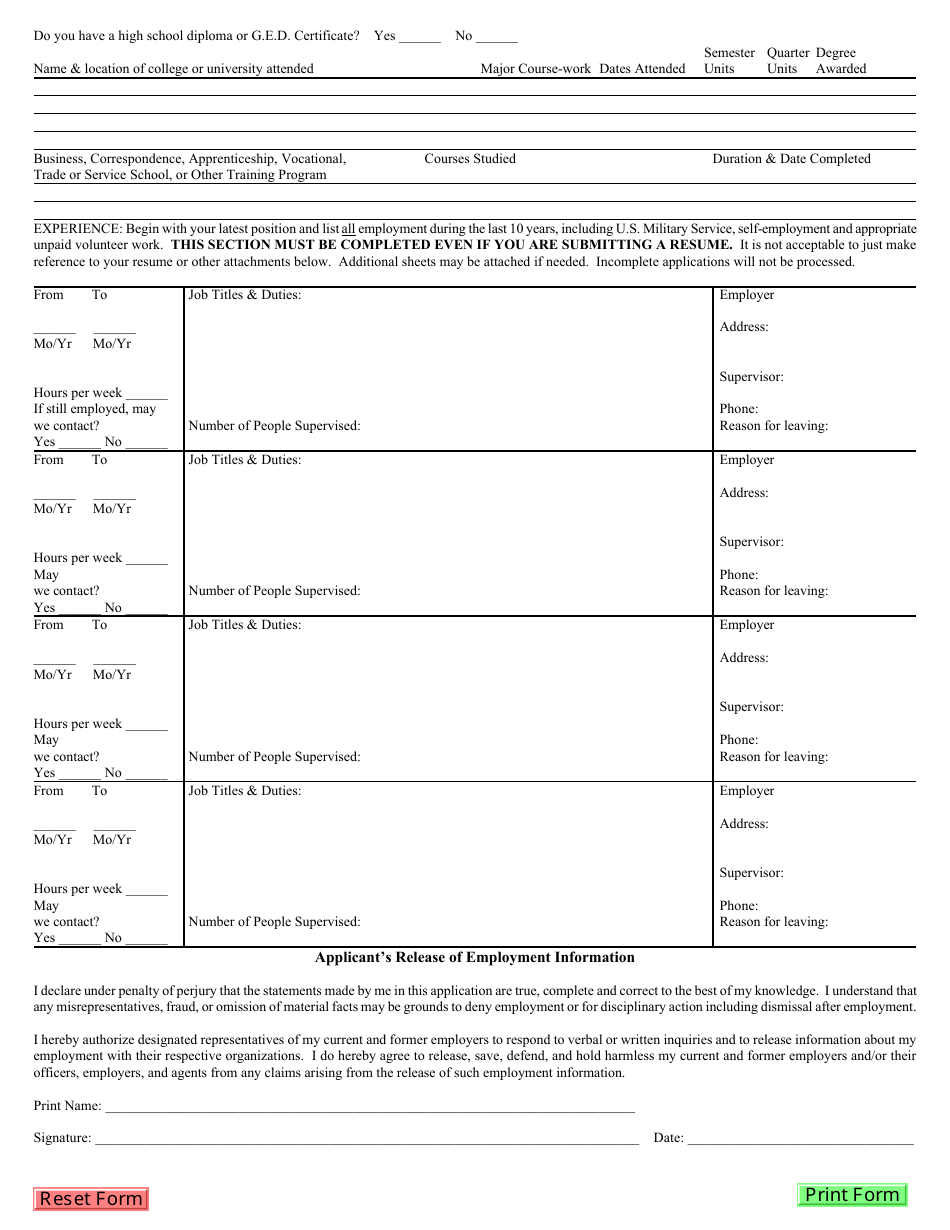 Employment Application Equal Opportunity Employer - County of San Joaquin, California, Page 3