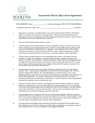 Document preview: Sacramento Marina Slip License Agreement - City of Sacramento, California