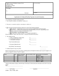 Document preview: Form CR001 Application for Reduced Monthly Payment; Income Declaration - County of Yolo, California