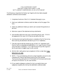 Form CV0240 Family Law Settlement Conference Statement - County of Yolo, California