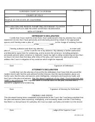 Form CR310 Declaration and Waiver Permitting Defendant to Enter Written Plea and Receive Sentence in Absentia With Attorney - County of Yolo, California