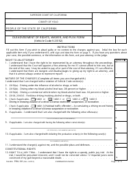 Form PRU-101 Dui Advisement of Rights, Waiver, and Plea Form - County of Yolo, California