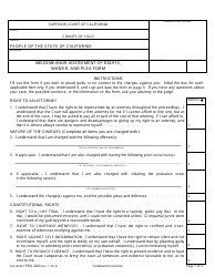 Form PRU-200 Misdemeanor Advisement of Rights, Waiver, and Plea Form - County of Yolo, California