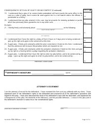 Form PRU-200 Misdemeanor Advisement of Rights, Waiver, and Plea Form - County of Yolo, California, Page 3