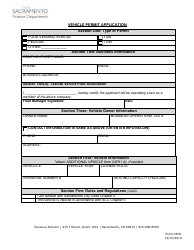 Document preview: Form VEH1 Vehicle Permit Application - City of Sacramento, California