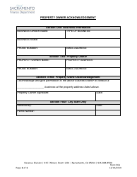 Document preview: Form PO1 Property Owner Acknowledgement - City of Sacramento, California