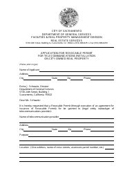 Document preview: Application for Revocable Permit for Telecommunications Installation on City-Owned Real Property - City of Sacramento, California