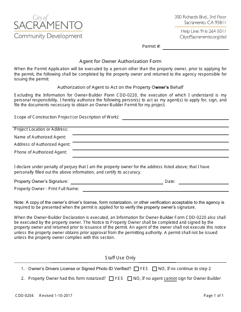 Form CDD-0204  Printable Pdf