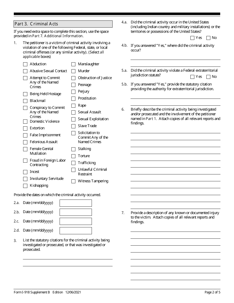 USCIS Form I-918 Supplement B - Fill Out, Sign Online And Download ...