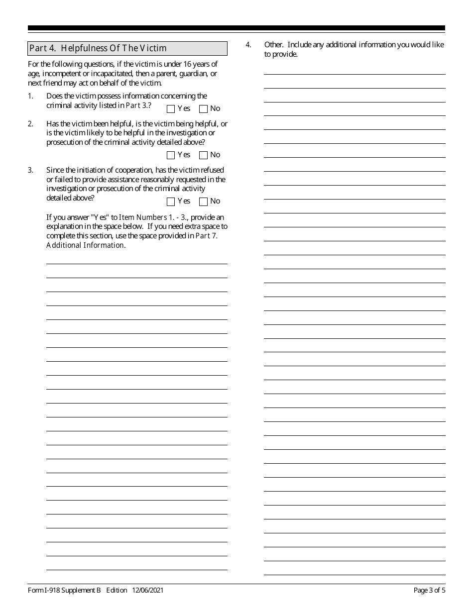 USCIS Form I-918 Supplement B - Fill Out, Sign Online And Download ...