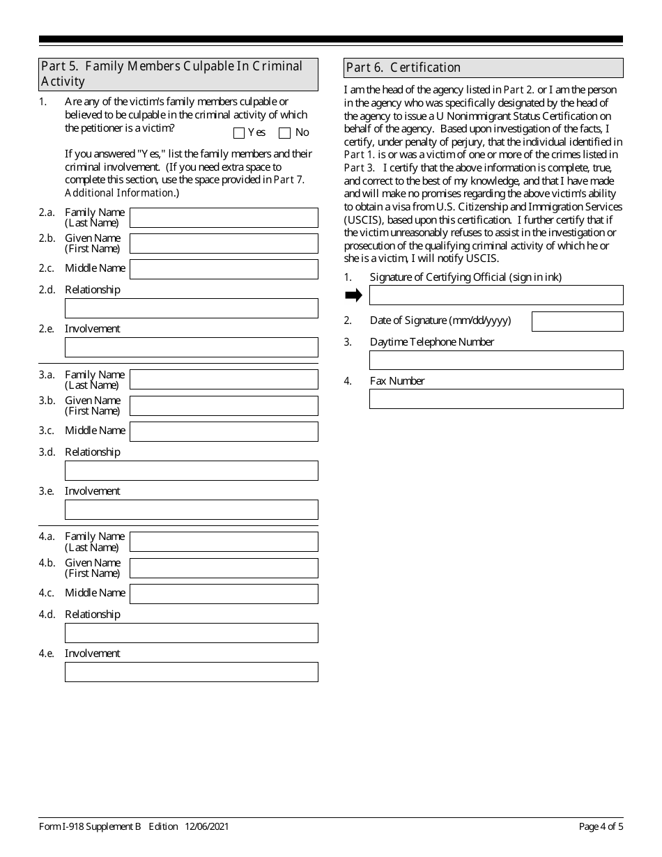 USCIS Form I-918 Supplement B - Fill Out, Sign Online And Download ...