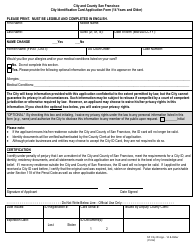 Document preview: City Identification Card Application Form (14 Years and Older) - City and County of San Francisco, California