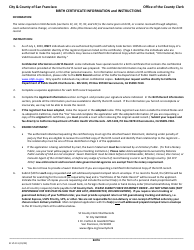 Document preview: Form SF VS111 Application for Certified Copy of Death Record - City and County of San Francisco, California