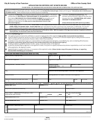 Form SF VS111 Application for Certified Copy of Death Record - City and County of San Francisco, California, Page 2