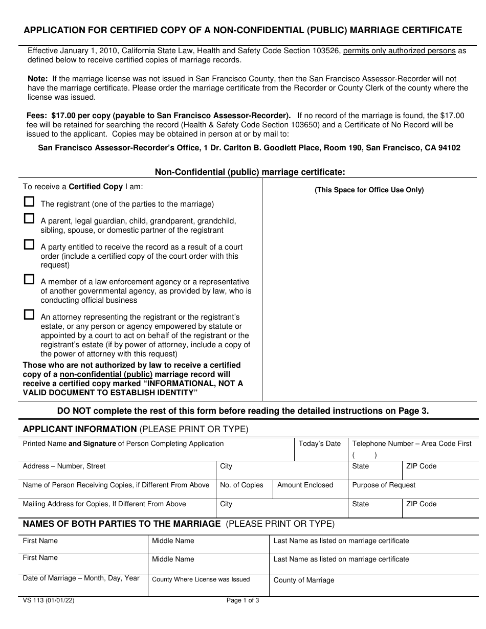 Form VS113 Fill Out Sign Online And Download Fillable PDF City And form-vs113-fill-out-sign-online-and-download-fillable-pdf-city-and