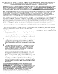 Document preview: Form VS113 Application for Certified Copy of a Non-confidential Public Marriage Certificate - City and County of San Francisco, California (English/Filipino)
