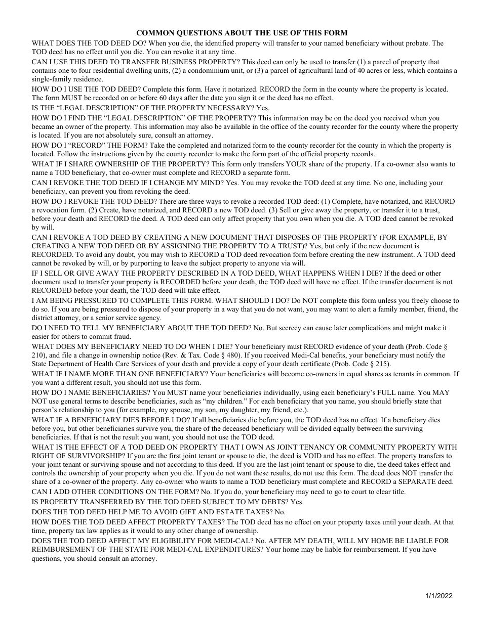 Revocable Transfer on Death Deed - Yolo County, California, Page 3