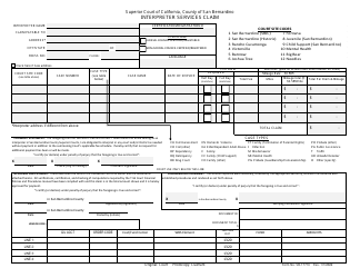 Document preview: Form SB-17710 Interpreter Services Claim - County of San Bernardino, California