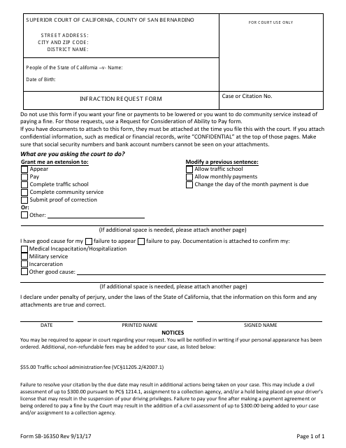 Form SB-16350  Printable Pdf