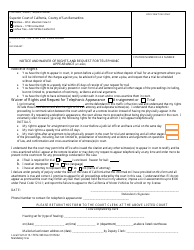 Document preview: Form 13-17072-360 Notice and Waiver of Rights and Request for Telephonic Appearance - County of San Bernardino, California