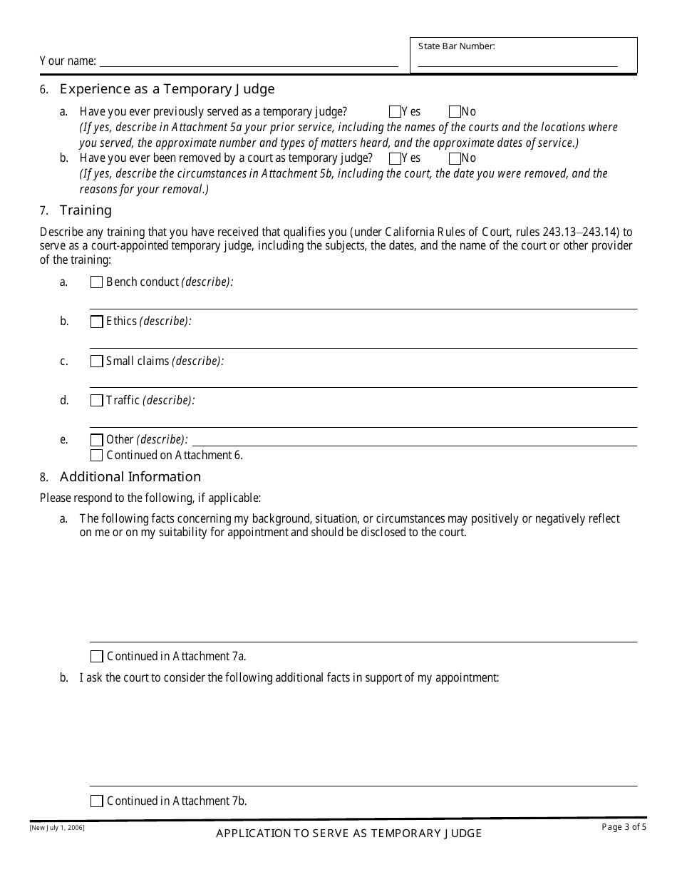Application to Serve as Temporary Judge - County of San Bernardino, California, Page 3